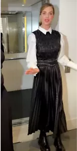 Zara 💕 ASO Trinny schwarzes Plissee gerafftes Kunstleder Midikleid Gr. M - Bild 1 von 18