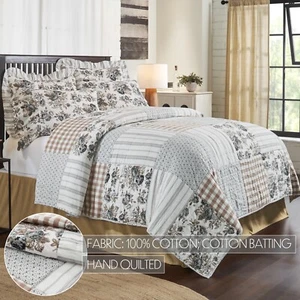 Annie Portabella Patch Queen QUILT Country Patchwork Plaids Rustic Hand Quilted - Picture 1 of 6