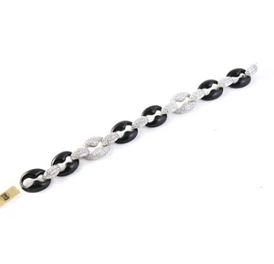 Damen Armband 925 Silber aus Seestrick mit Kristallen und schwarzem Harz - Bild 1 von 1