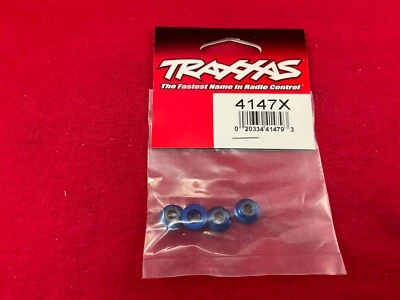 Traxxas 4147X 5mm WHEEL NUTS  locking nylon BLUE ALUMINUM FLANGED t-maxx slayer - Image 1 of 3