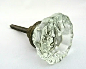 Antique Vintage 12 Point Glass Door Knob Handle Hardware w/ Spindle - Picture 1 of 5
