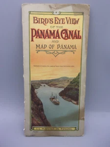 Panamakanal aus der Vogelperspektive und ausklappbare Karte von Panama - I.L Maduro 1920er - Bild 1 von 10