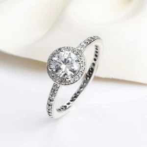 Anillo redondo AAA CZ retro de plata para mujer de plata 925 con estilo de boda talla 5-9 - Imagen 1 de 13