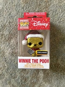 Funko Pocket Pop Keychain Winnie the Pooh in Santa Hat Diamond Disney Hot Topic - Picture 1 of 5