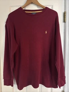 Polo Ralph Lauren Burgundy Wine Thermal Waffle Top Sleepwear Shirt - Size XL - Picture 1 of 2
