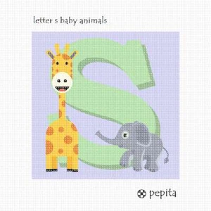 Letter S Baby Animals Needlepoint Kit or Canvas - Picture 1 of 2