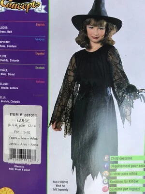 Child Classic Witch With Spider Web Sleeves Halloween Costume - Image 1 of 4