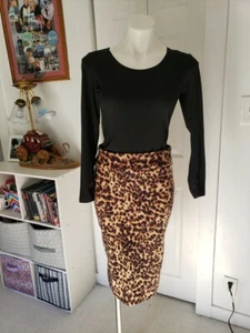 Azules Rock Leopardenmuster Stretch Strick Damen Medium Vintage Made in USA - Bild 1 von 7