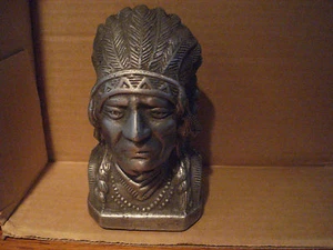 Indian Motorcycles Head Chief Piggy Coin Bank Aluminum  - Picture 1 of 6