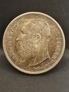 2 FRANK ARGENT 1909 LEOPOLD II TYPE VINCOTTE EN NEERLANDAIS BELGIQUE / BELGIUM - Picture 1 of 3