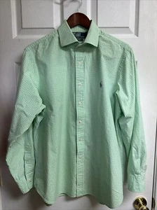 Men’s Ralph Lauren Polo Green Checkered Shirt Button Down Sz. 16.5 34/35 - Picture 1 of 9