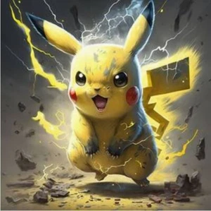 5D*Diamond Painting*Pikachu*Pokemon*Blitze*30cm x 30cm*Runder Diamant*NEU - Bild 1 von 3