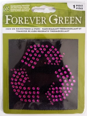FOREVER GREEN Iron-On Rhinestones & Studs - HOT PINK RECYCLE LOGO - 1 pc - Image 1 of 2