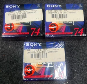 SONY Recordable Mini Disc 74 min 3 Pack Of 3 Discs 9 discs total 3mdw74 - Picture 1 of 4