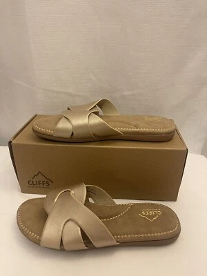 Cliffs By White Mountain Women's Sandals Size 8.5 Gold Metallic Fortunate - Image 1 of 4