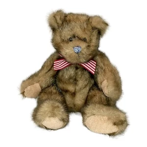 Russ Berrie Americana Brown Teddy Bear Plush Stuffed Animal Toy With Bow - Picture 1 of 6