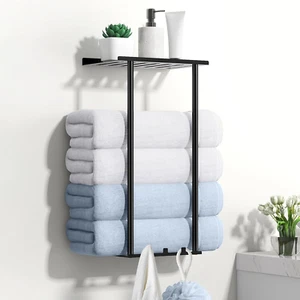 Towel Racks for Bathroom, Wall Mounted Bath Towel Holder Storage Organizer for R - Picture 1 of 11