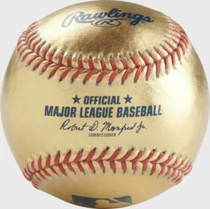 RAWLINGS OFFICIAL LEATHER MAJOR LEAGUE BASEBALLS MLB GAME BALL GOLD BASEBALL - Bild 1 von 1