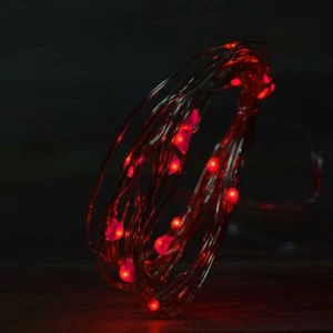 20 Red LED Micro Fairy String Light Weatherproof Wire Timer 6ft Battery Operated - Picture 1 of 3