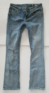 Miss Me Women's Light Blue Distressed Faded Holey Bling Boot Cut Jeans 29 - Picture 1 of 12