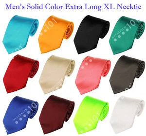 NEW! Manzini® Neckwear Men's Solid Color Extra Long XL Neck Tie! Various Colors! - Picture 1 of 76