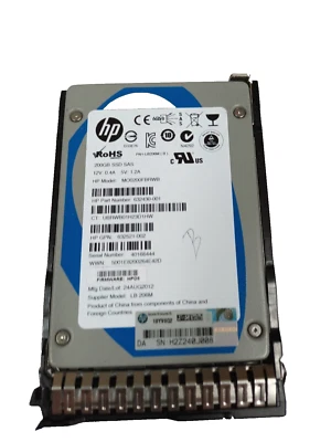 HP 200GB 6Gbps 2.5" SAS SSD 6Gbps 658580 632521-002 632430-001 with Caddy - Image 1 of 3