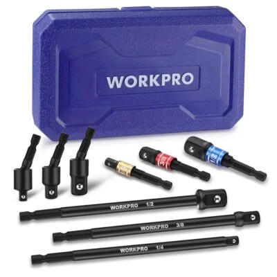 WORKPRO 9PCS Impact Grade Socket Adapter Set Basic/Swivel/Long for Power Drill - Image 1 of 4