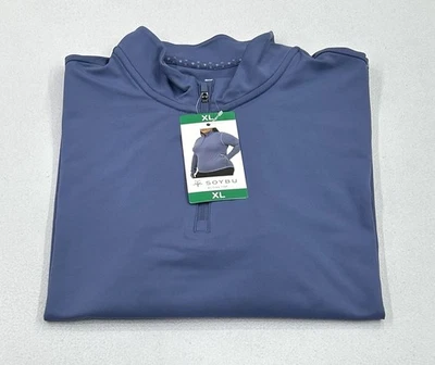 Top activo Soybu para mujer manga larga 1/4 cremallera, azul, talla XL Foto 1 de 4