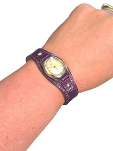 Orologio Fossil ES9933 Viola Croc Pelle Goffrata Acciaio Inox Data 8,5" FUNZIONANTE - Foto 1 di 10