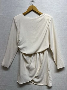 Abito/camicetta lunga drappeggio panna H&M pieghe gonna avvolgente spalline - Foto 1 di 11