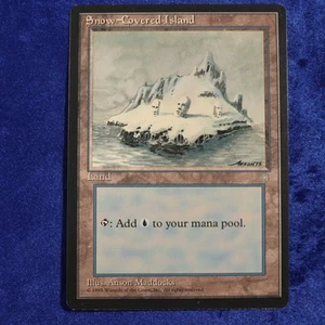 Magic The Gathering 1995 Magic The Gathering Ice Age Snow-Covered Island (mtg213) Anson Maddocks - Imagen 1 de 2