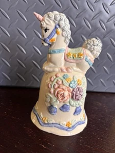 Vintage 1992 handbemalte Keramik Einhorn Glocke mit Rosenmuster Tripple’s Inc - Bild 1 von 11
