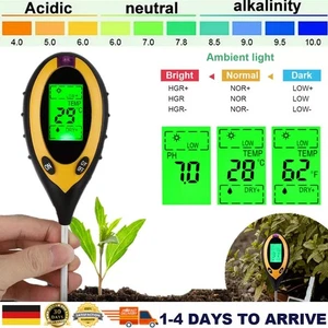 Probador de suelo 4 en 1 medidor de suelo probador valor de pH temperatura humedad LCD DE. - Imagen 1 de 13