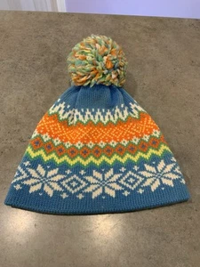 Vintage Wool Knit Fair Isle Pom Beanie Hat - Picture 1 of 6