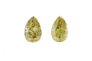 0.58ct. - 2 Natural Loose Diamond Set Green Pear Shape SI2-I1 Clarity Rare Gift - Picture 1 of 6