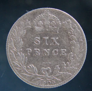 Großbritannien, Six Pence 1905 Silbermünze - Bild 1 von 2