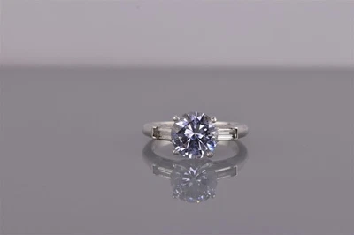 Anillo de plata de ley con topacio blanco de 9 mm con acento de baguette 925 talla: 6 Foto 1 de 4