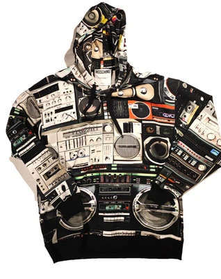 НОВЫЙ С ЯРЛЫКАМИ MOSCHINO COUTURE МУЗЫКА С КАПЮШОНОМ ТОЛСТОВКА SZ 50 ЭТО (M2) - Изображение 1 из 4