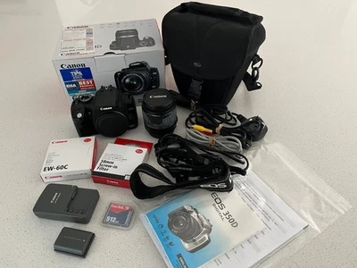 Canon EOS 350D 8.0Mp Digital SLR Camera With 18-55mm Lens Kit + Bag & Extras - Image 1 of 4