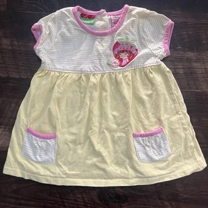 2008 Strawberry Shortcake bestickt gelb Tunika Top Kleid 18m *LESEN!! - Bild 1 von 8