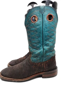 Tony Lama Exotic Hide Square Toe Boots Turquoise Mens Size 12 - Picture 1 of 11