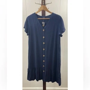 Papillon Navy Short Sleeve Button Front Dress - Picture 1 of 4