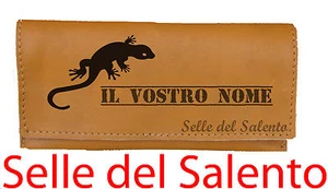 Portatabacco inciso Geco con il nome Borsello vera pelle laser stok lotto - Picture 1 of 1