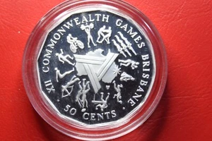 1989 COMMONWEALTH GAMES 50 CENT PROOF 995 SILVER EX MASTERPIECE SET #COF18 - Picture 1 of 10