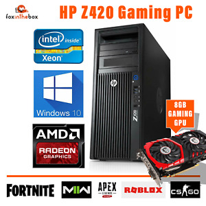 £399 Gaming PC HP Z420 6 Cores CPU RX580 1080p full HD, high FPS, Windows 10