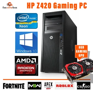 £399 Gaming PC HP Z420 6 Cores CPU RX580 1080p full HD, high FPS, Windows 10 - Picture 1 of 6