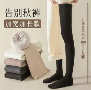 Calze donna autunnali sopra il ginocchio ragazza coscia alta maglia stretch calze cotone - Foto 1 di 27