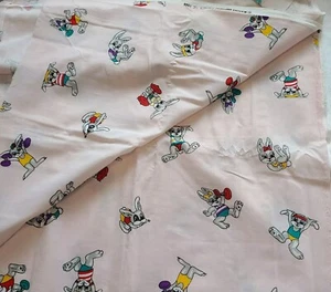1986 marcus brothers textiles bunny exercise workout fabric pink background 2+yd - Picture 1 of 3