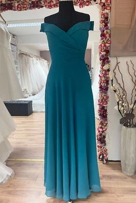 HBH Brautmode I Abendkleid A-Linie Chiffon m. Reißverschluss Petrol - Bild 1 von 3