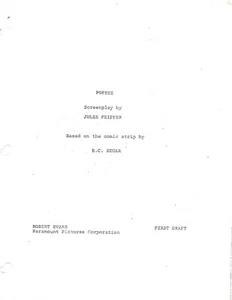 POPEYE movie script reproduction Robin Williams - Picture 1 of 1